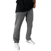 Stretch Straight Leg Slim Fit Washed Denim Jeans